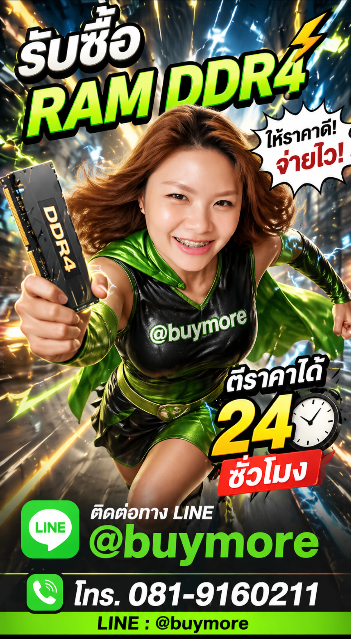 โฆษณารับซื้อ RAM DDR4 ติดต่อ LINE @buymore โทร 081-9160211