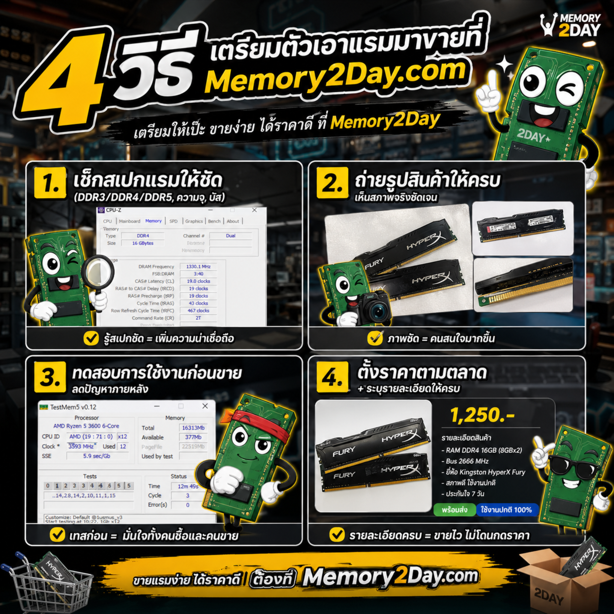 4 วิธีเตรียมตัวเอาแรมมาขายที่ memory2day.com