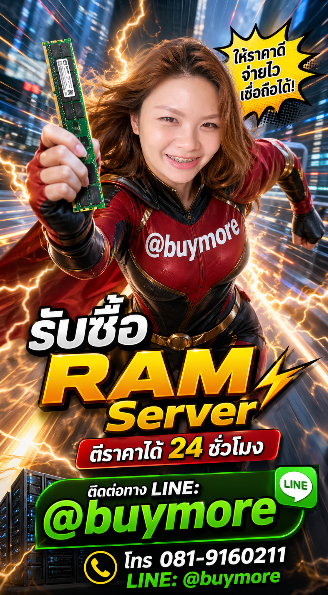 รับซื้อ RAM Server ตีราคาได้ภายใน 24 ชั่วโมง ติดต่อ LINE @buymore